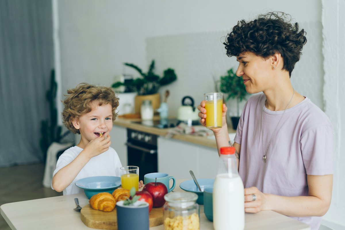 Parent and child at the kitchen table